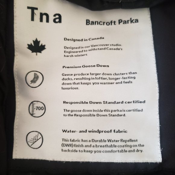 Aritzia TNA The Bancroft Black Premium Goose Down Slim Fit Parka Women's Coat S - Picture 16 of 16